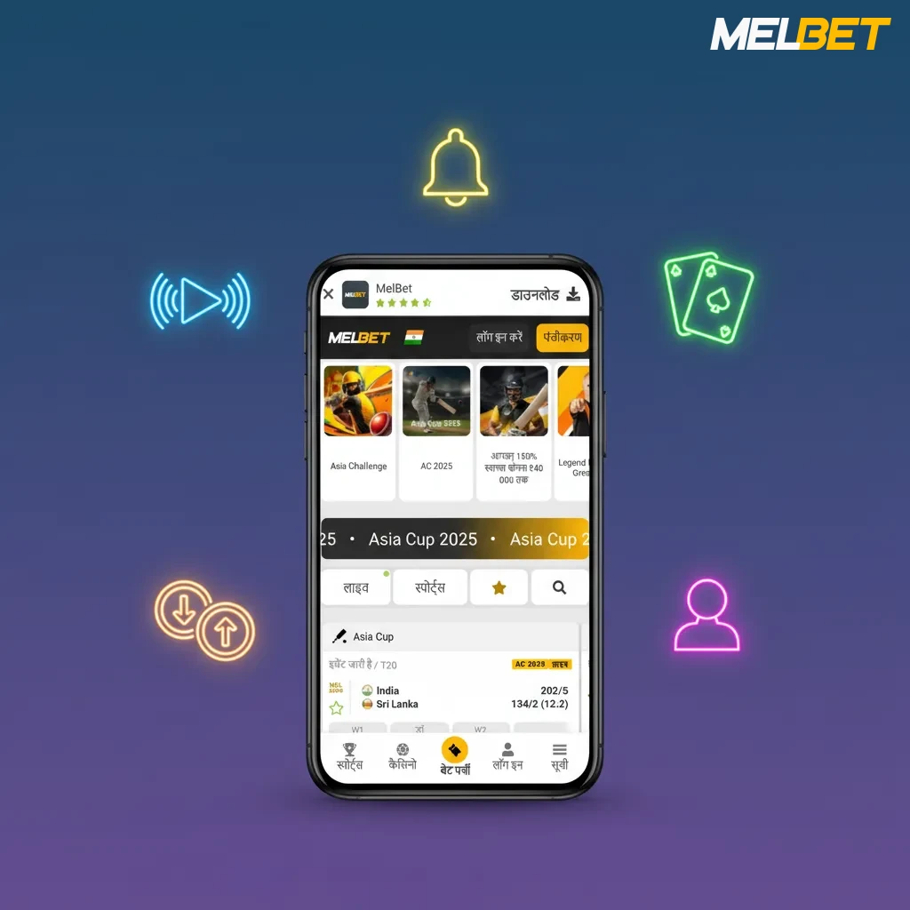 Melbet iOS app for India: INR, UPI, live cricket betting, casino games, bonuses, low data use, 24/7 chat.