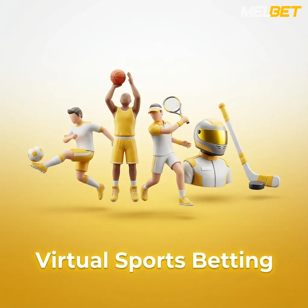Illustration of Melbet India virtual sports betting with digital football, horse, greyhound, and cricket‑style matches on screens