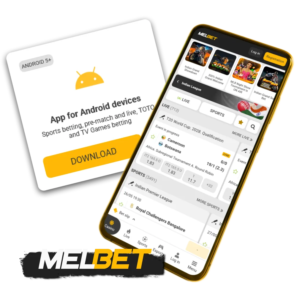 Download the Melbet app for Android to start placing mobile bets.