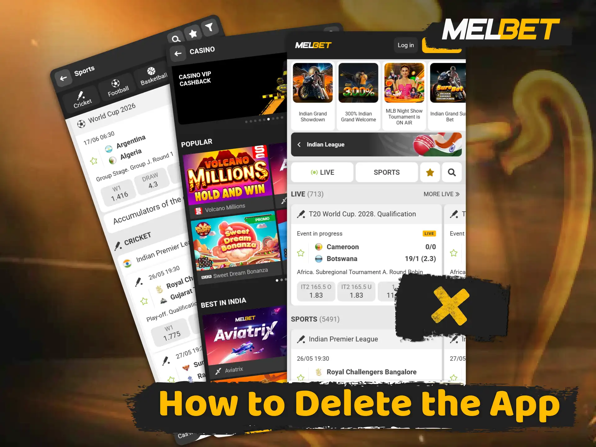 Follow simple instructions to remove the Melbet app from your phone.
