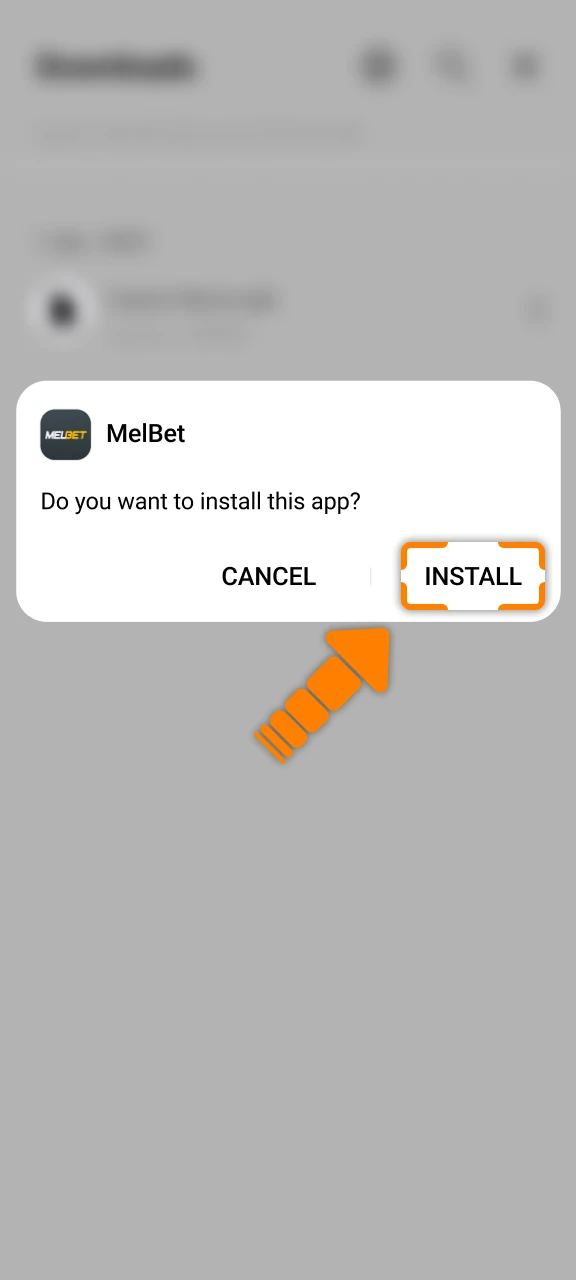 Confirm the installation process to finalize loading Melbet App on Android.
