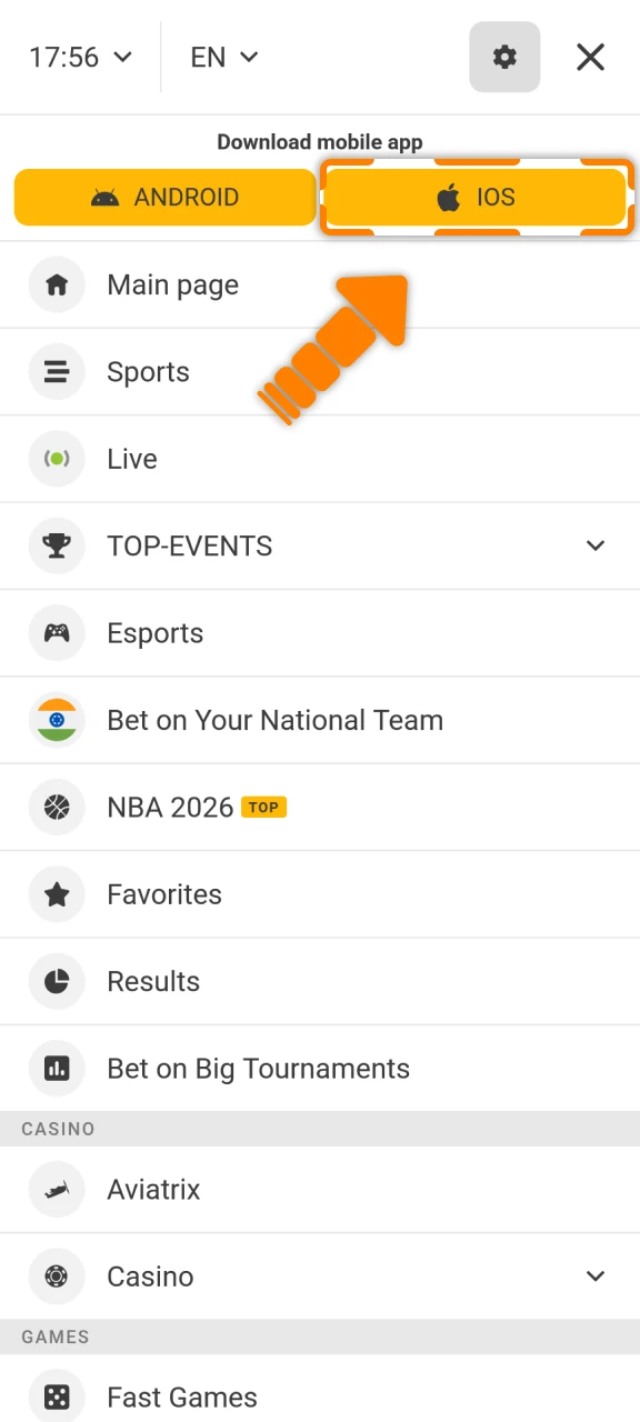Tap the specified button to begin getting your Melbet iOS App.