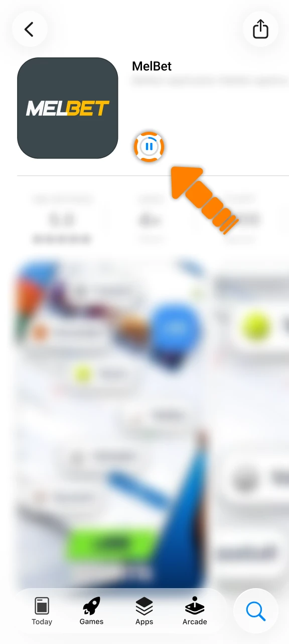 Wait for the Melbet iOS App download process to complete.