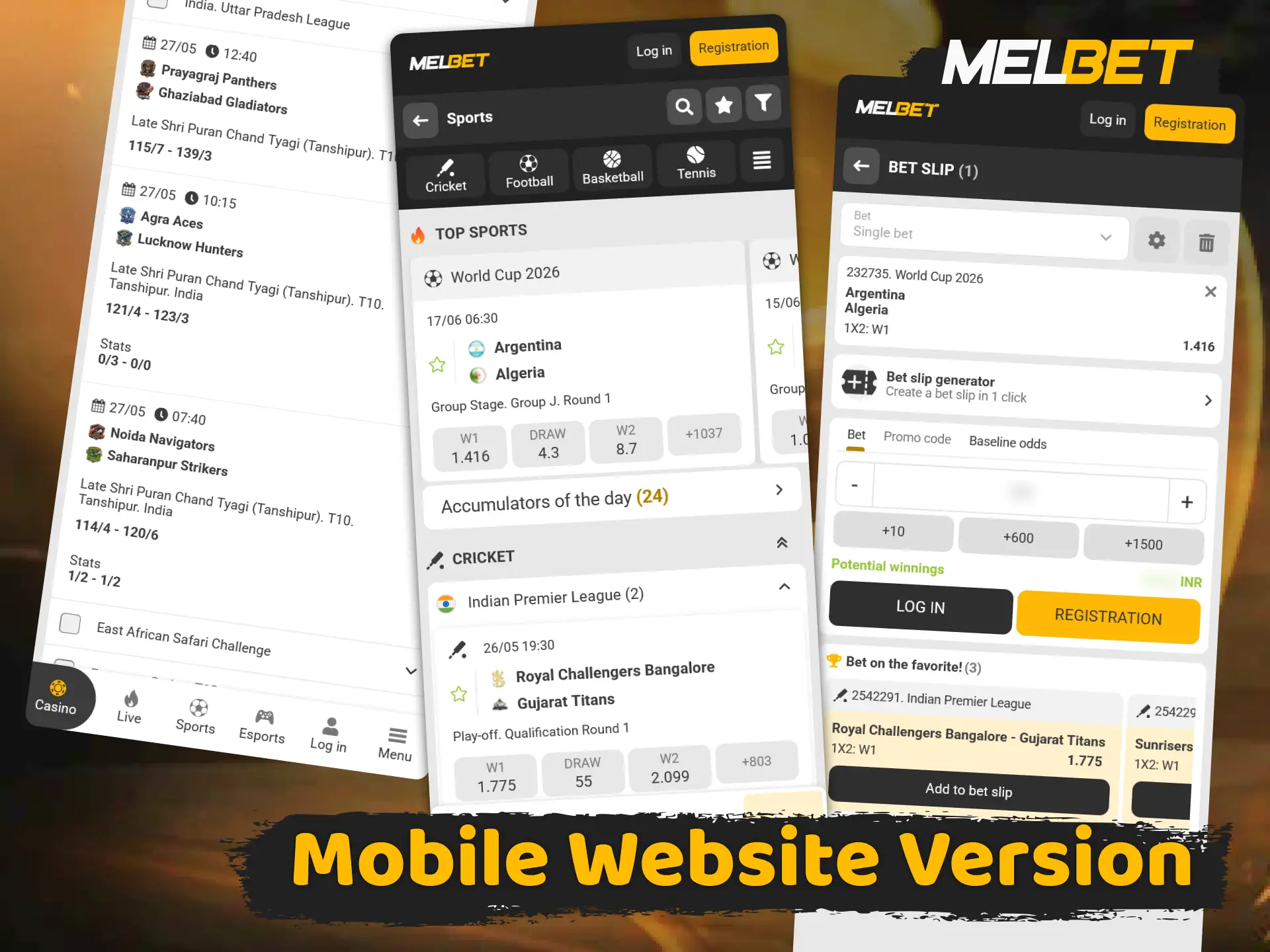 Access the Melbet app features using the convenient mobile website version.
