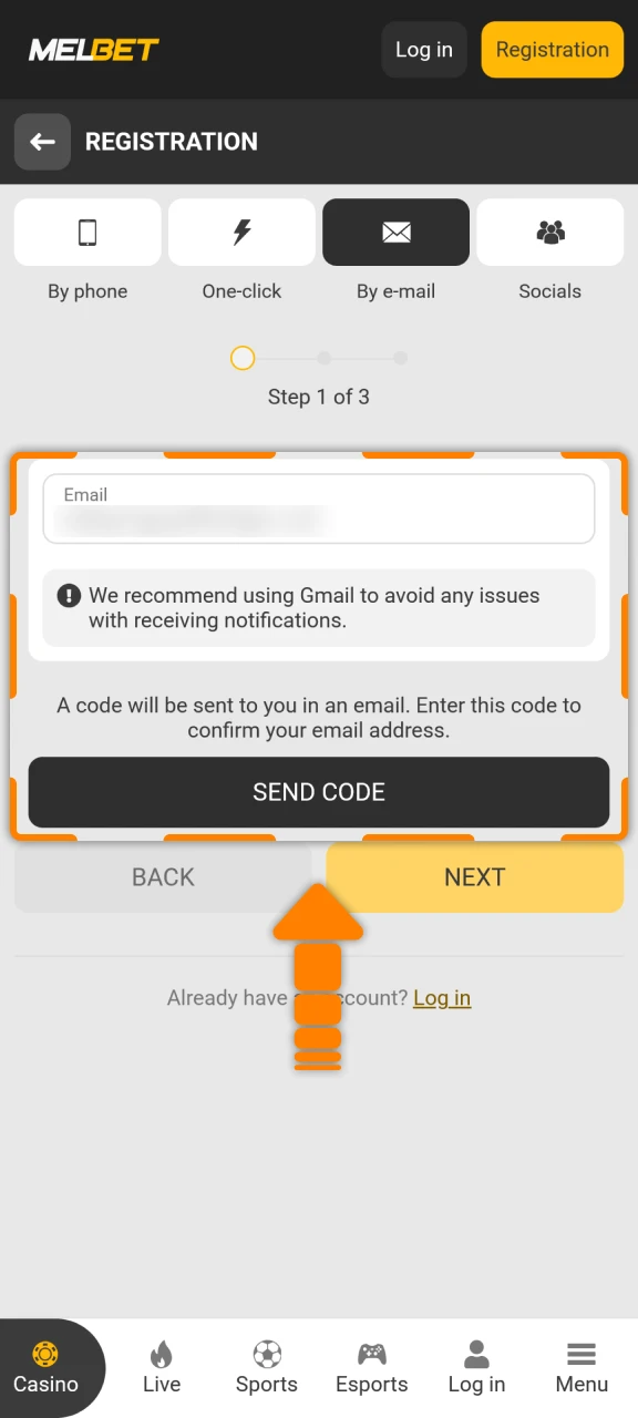Provide personal details to finish your Melbet app registration in India.