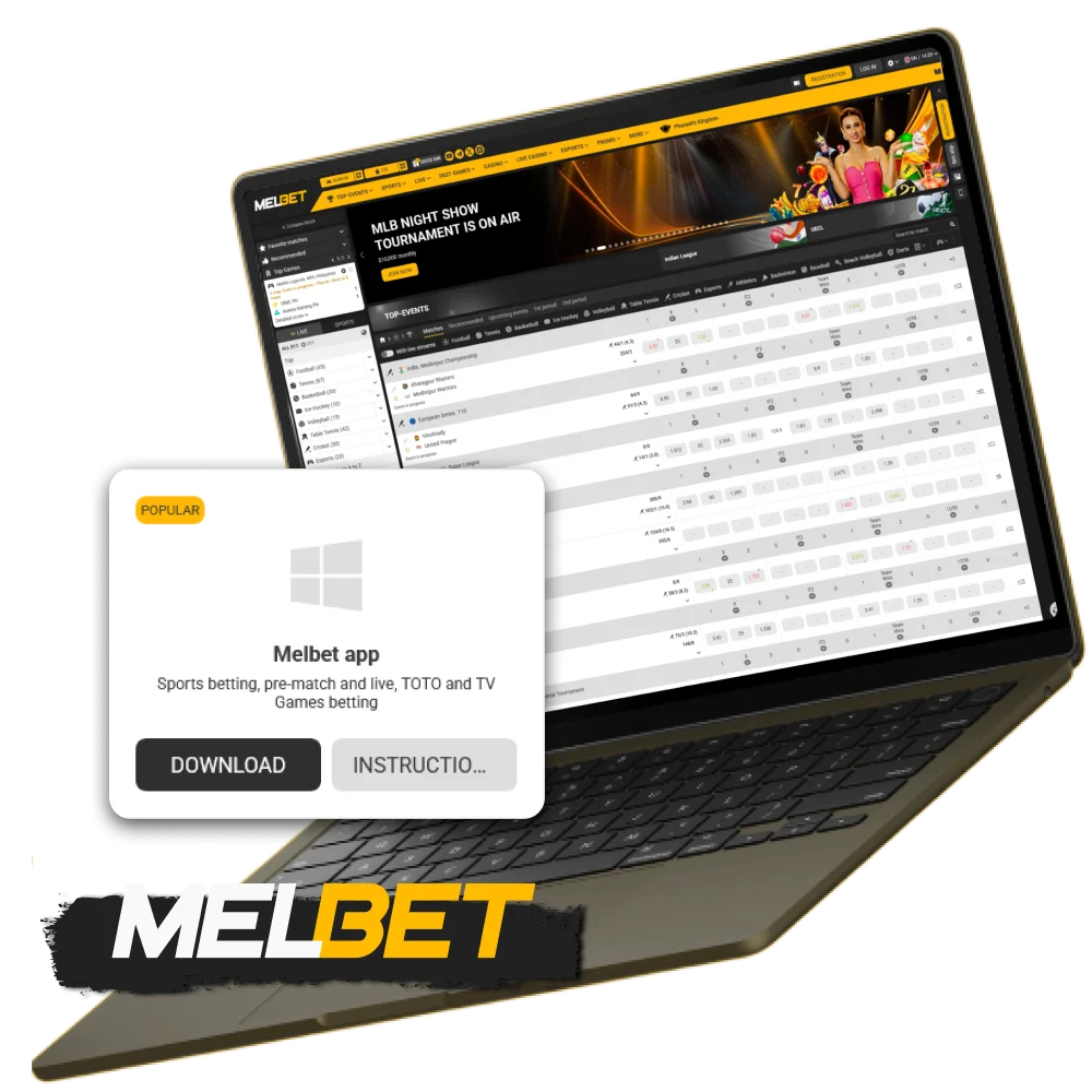 Install Melbet software on your Windows or MacOS PC today.